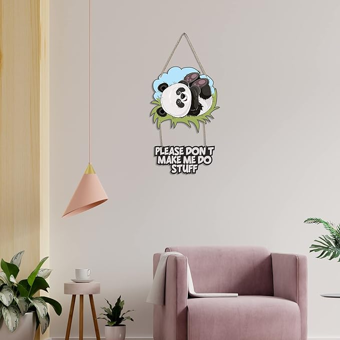 Artvibes Cute Panda Printed Wooden Wall Hanging With Quotes for Home Decor | Modern Artworks Decoration