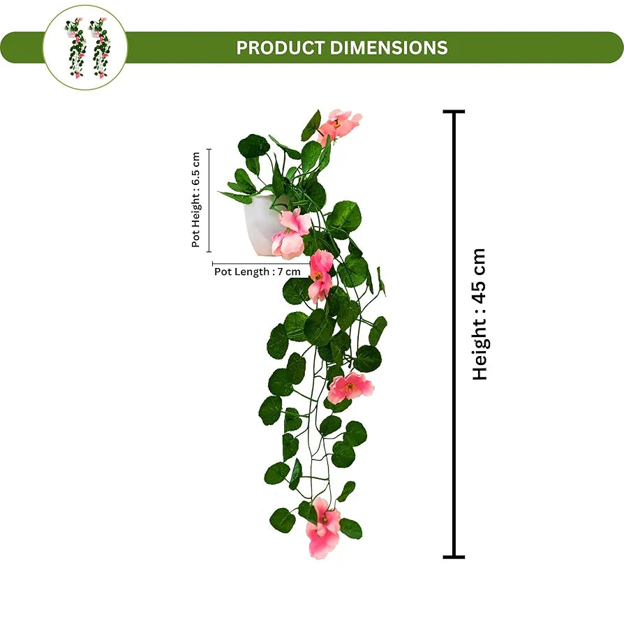 Artificial Flower Vine Plants Falling with Small Size Pot Natural Touch Pack of 2 DESIGN-07