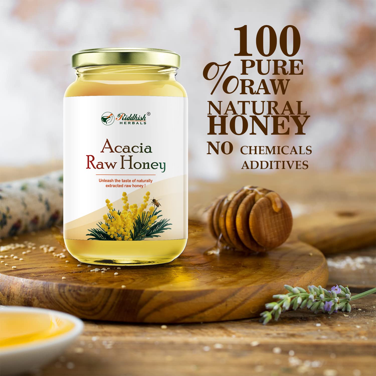 Riddhish Herbals Organic Acacia Raw Honey - 500 gms