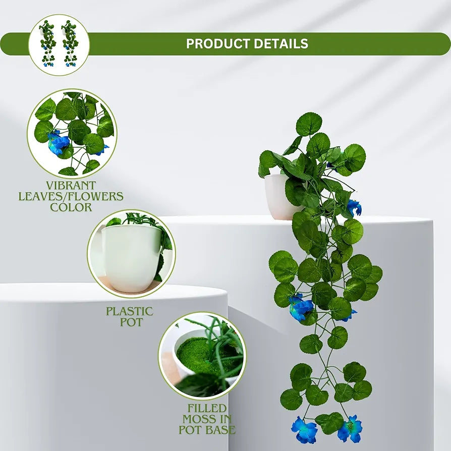 Artificial Flower Vine Plant Falling with Pot Pack of 2 DESIGN-06