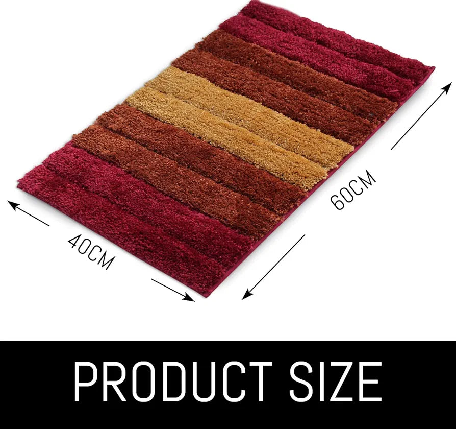 Luxe Home International Microfiber Rectangular Bath mat Soft Anti Slip Skid Luxury Mats 40X60 Cm Cherry (Pack of 2)