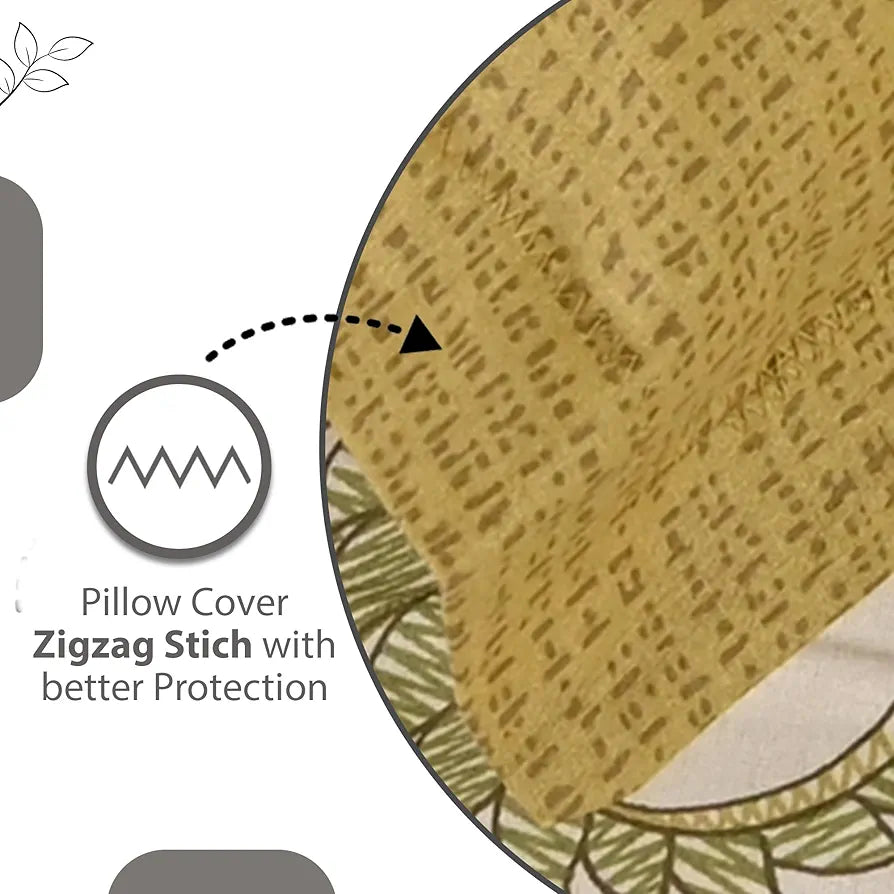 Divine Casa 144 TC 100% Pure Cotton Queen Size Double Bed Bedsheet with 2 Pillow Covers Floral Paisley Colour Mustard Beige