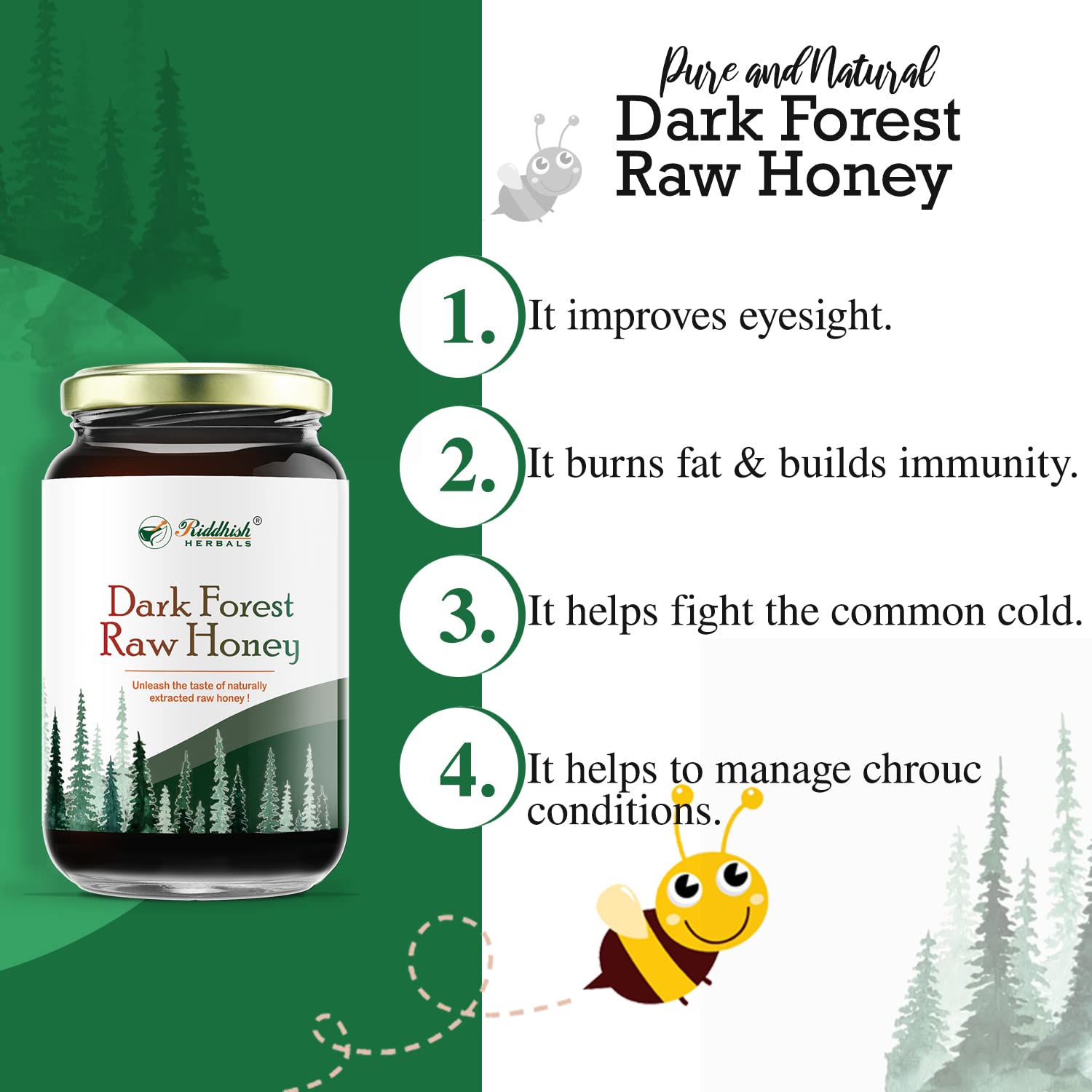 Riddhish Herbals Dark Forest Raw Honey - 500 gms