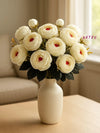 Artificial Flowers for Home Decoration Dry Peony Rose Flower Bunch Without Vase White