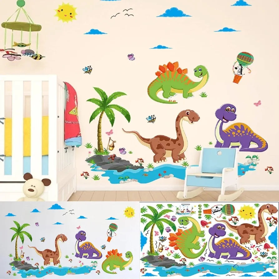 Jaamso Royals Wall Stickers for Kids Room Multicolour Dinosaur