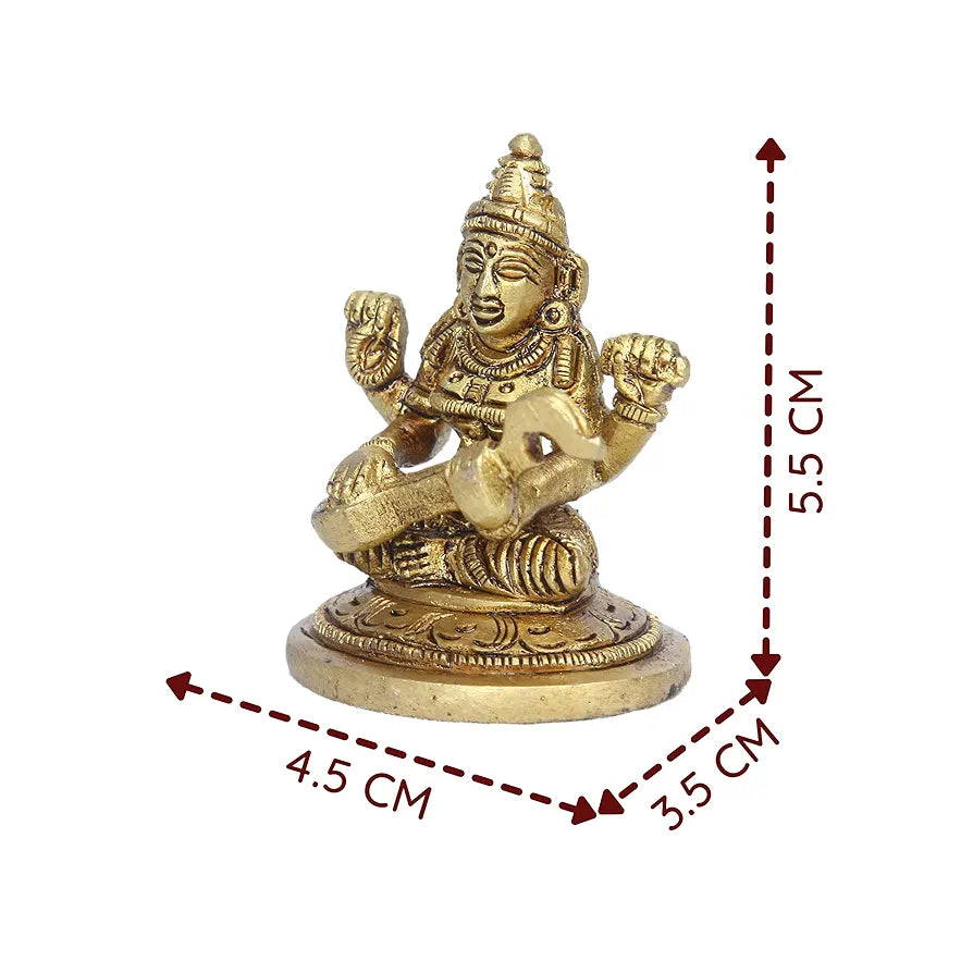 Anciently Saraswati Idol | Saraswati Idol Small | Saraswati Idol Brass, 5.5Cm Height, Gold Colour, 1 Piece