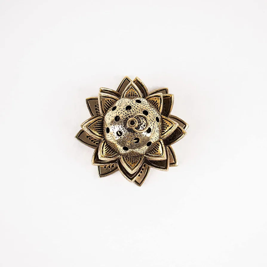 DecorTwist® Premium Brass in Lotus Design Dhoop Dani & Agarbatti Stand with Gift Box Incense Burner for puja Dhoop Dani Burner for Home Office &Temple