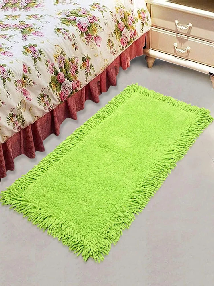 Saral Home Shaggy Soft Cotton Durable & Washable Multipurpose Bedside Runner Colour Green