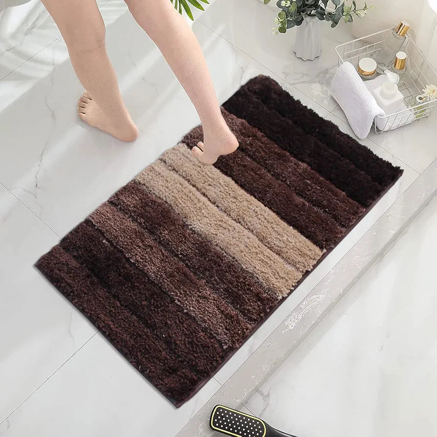Luxe Home International Microfiber Rectangular Bath mat Soft Anti Slip Skid Luxury Mats 40X60 Cm Colour Walnut  (Pack of 2)
