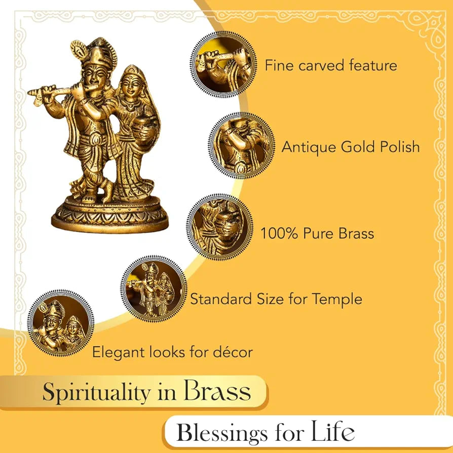 Ekhasa Pure Brass Radha Krishna Murti Radha Krishna Big