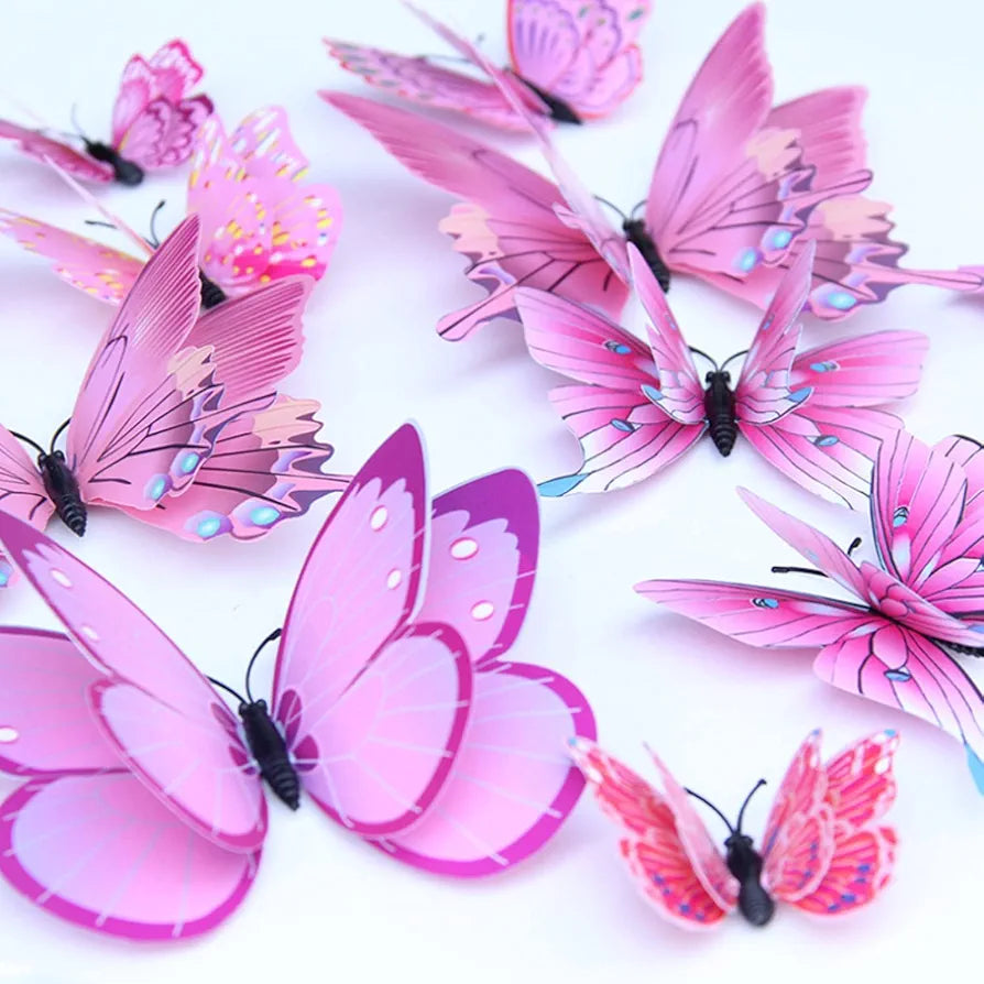Jaamso Royals Light Pink 3d Magnet Butterfly Stickers -self-adhesive