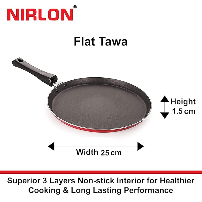 Nirlon Non Stick Aluminium Flat Dosa Tawa, Gas Stove Compatible | 25cm