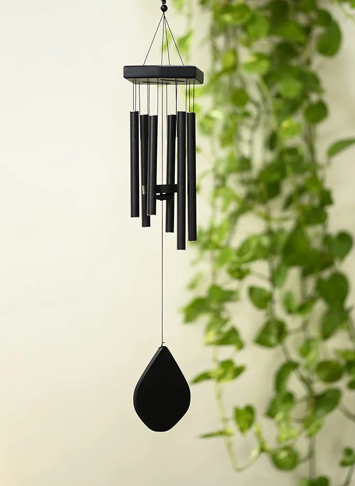 Tej Gifts Feng Shui Metal Wind Chime with 6 Black Pipes