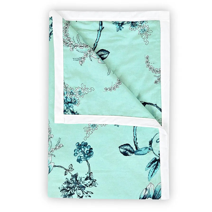 Divine Casa Floret 100% Cotton Double Dohar 120 GSM Soft & Lightweight Throw Blanket Colour Winter Fern