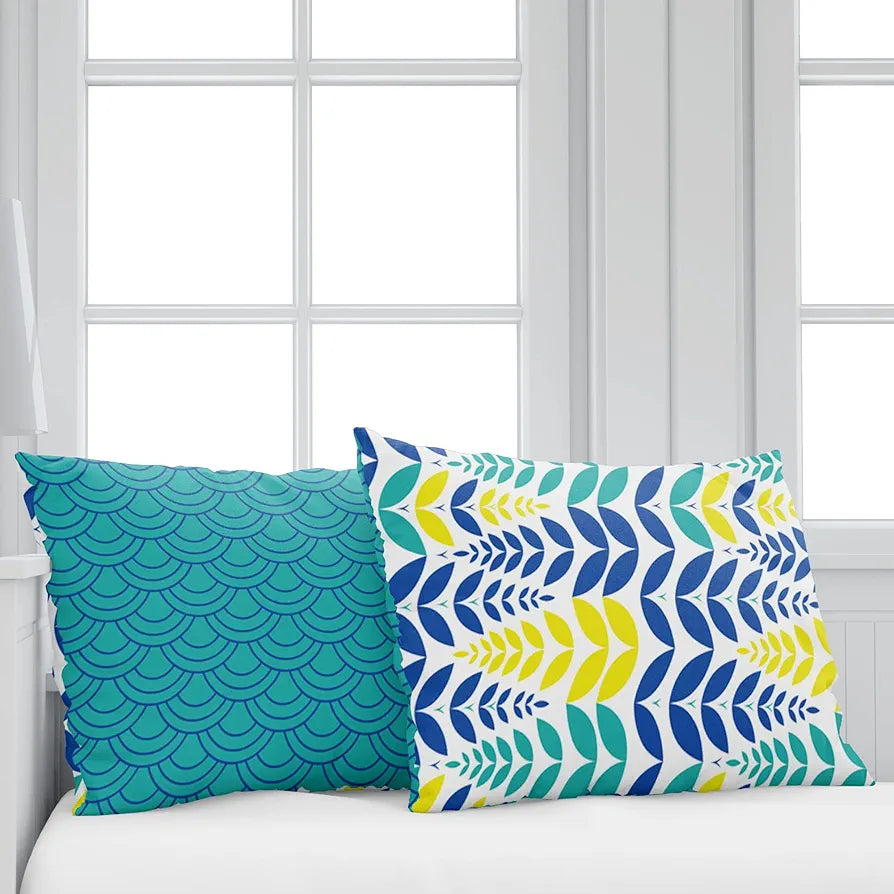 Divine Casa 144 TC Super Soft Cotton Bedsheet for Double Bed  144 Thread Count - Floral Colour Blue & Yellow