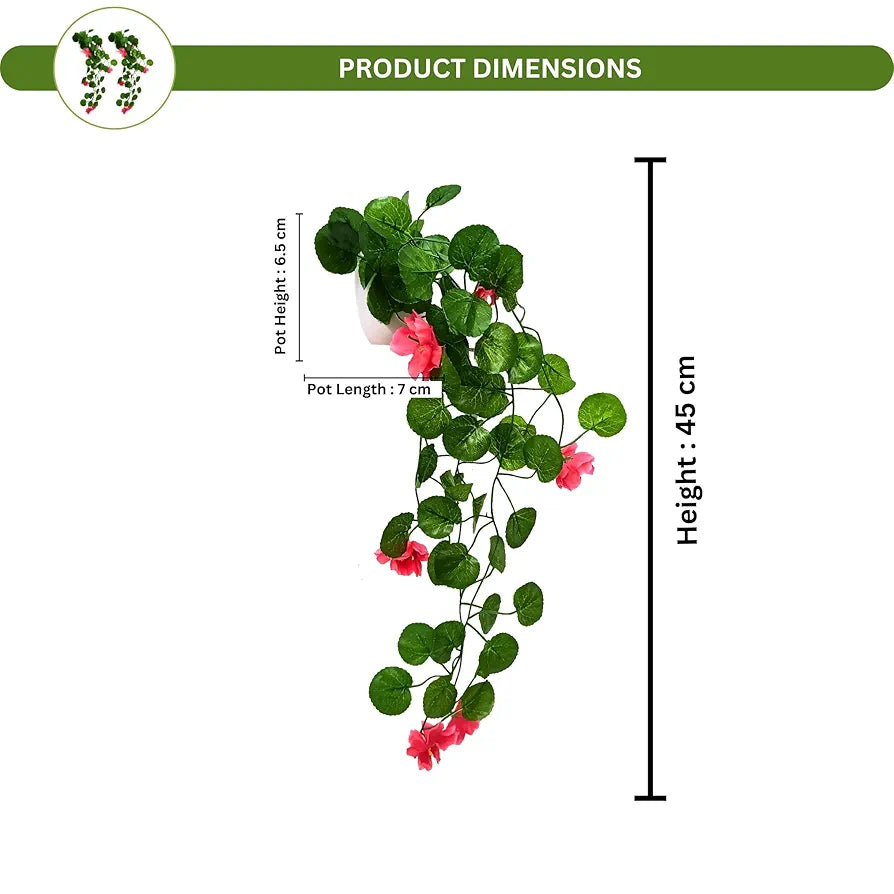 Artificial Flower Vine Plants Falling with Small Size Pot - Natural Touch & Feel Pack of 2 DESIGN-02