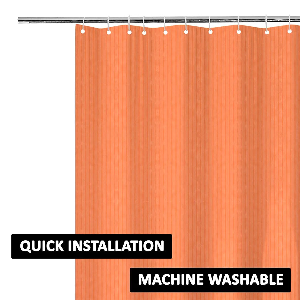 Kuber Industries Shower Curtain Bathroom Shower Curtain 8 Rings Curtain Lining Orange