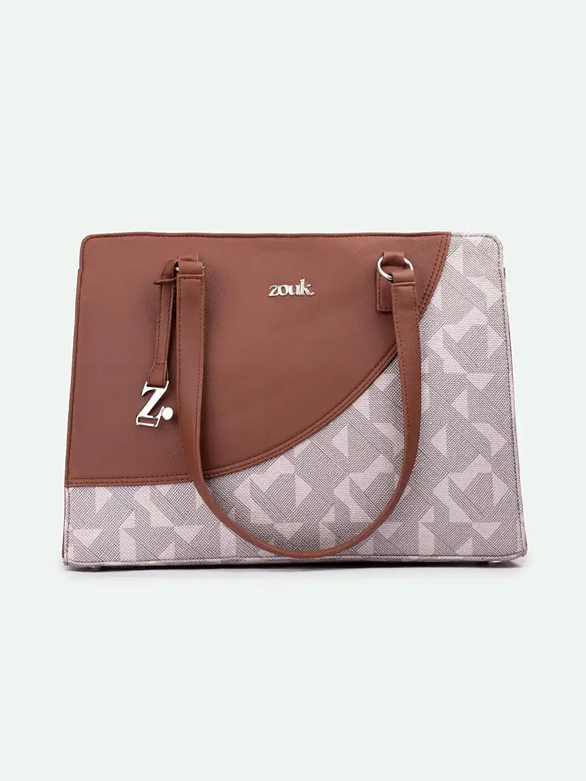 Zouk Women's Office Essential Bag Jute & Vegan Leather Handcrafted