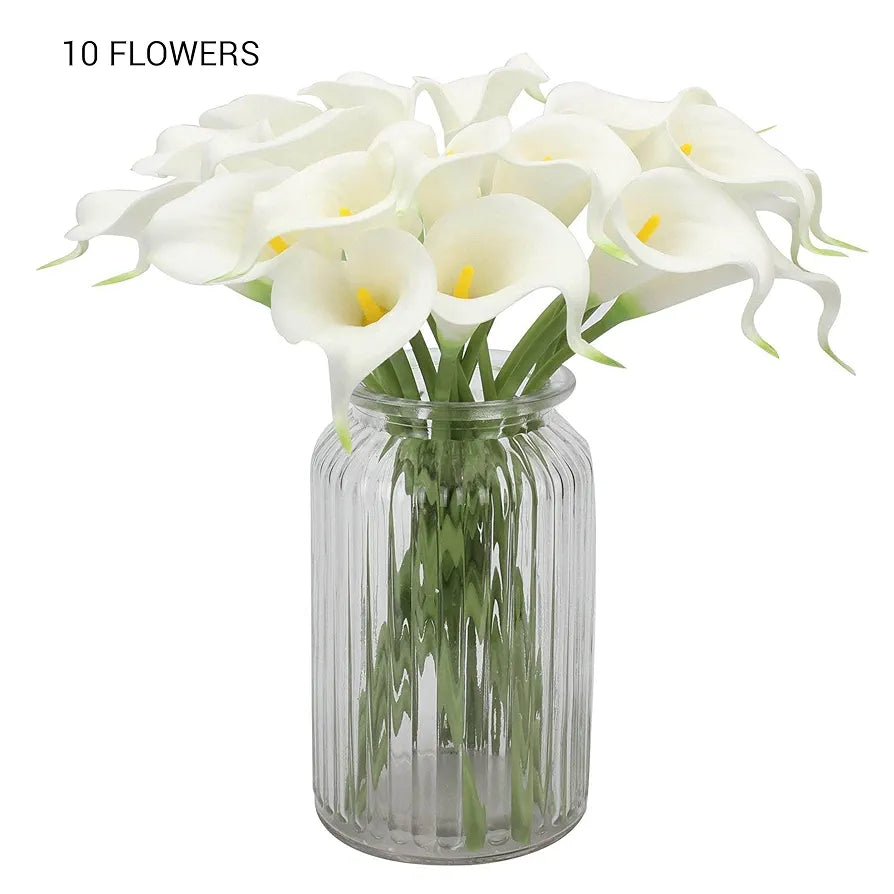 Artificial Calla Lily Flowers Bunch for Vase and Flower Pots Silk 10 Pcs