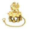Two Moustaches Peacock Design Brass Hanging Diya with Bells