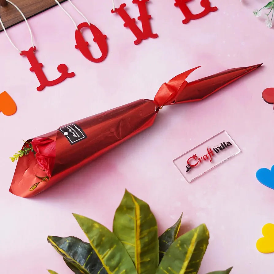 Best Wishes Artificial Red Rose Flower Decorative Showpiece