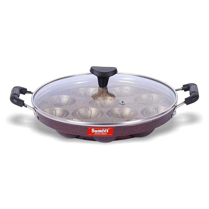 Sumeet Aluminium Appam Patra With Lid 12 Piece (Peach)
