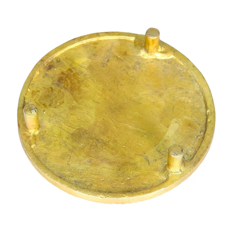 anciently Round Chowki | Pooja Chowki Round Brass, Gold Colour, 1 Piece 