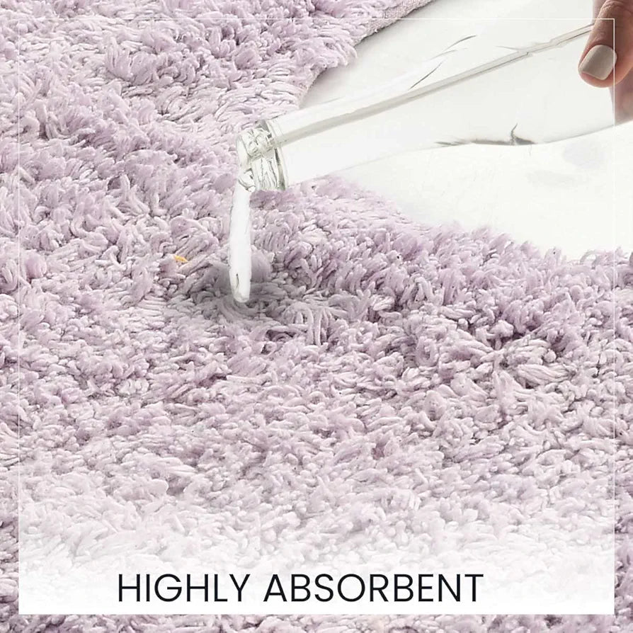 Sashaa World Solid Anti-skid Cotton Bathmat And Contour Set For Bathroom Colour Lilac (Pack of 2)