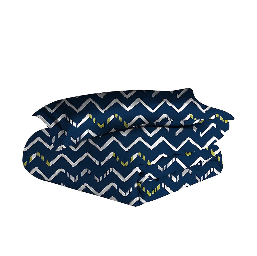 Divine Casa Microfiber Reversible Single Bed AC Duvet Cover with 1 Pillow Cover Soft & Comfortable for Quilt/Comforter/Blanket Colour Dark Blue & White