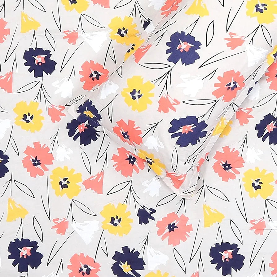 Status Contract Spring Summer Collection Rich Double Bedsheet with 2 Pillow Colour Cream