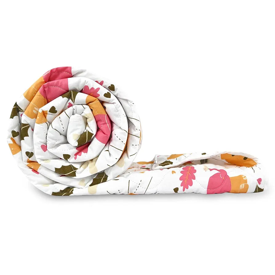 Divine Casa 120 GSM Cotton Single Bed Comforter Soft & Lightweight Reversible All-Season Blanket Colour Marlin White