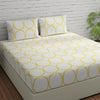 Huesland by Ahmedabad Cotton 144 TC Cotton Bedsheets for King Size Bed with 2 Pillow Covers | White (Yellow Circles)