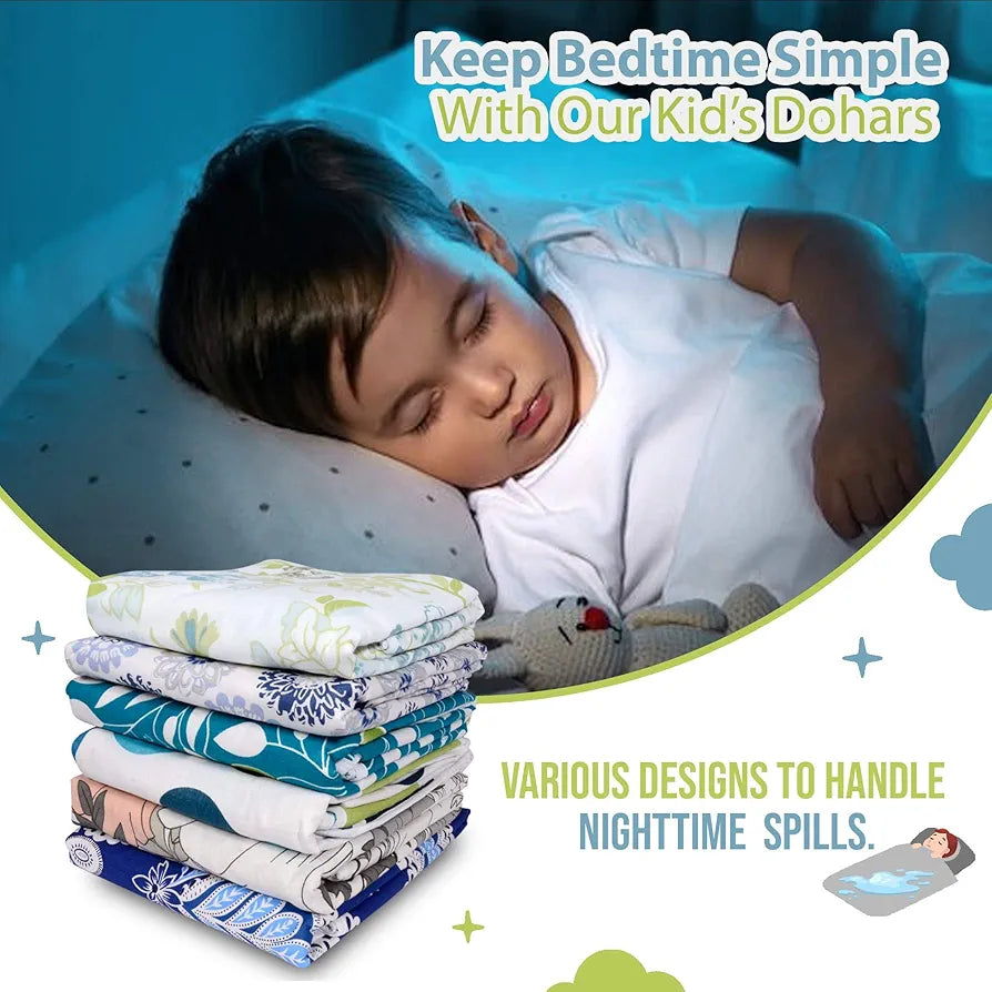 Divine Casa Floret 100% Cotton Single Kids Dohar 120 GSM Soft & Lightweight Throw Blanket Colour Green Banana