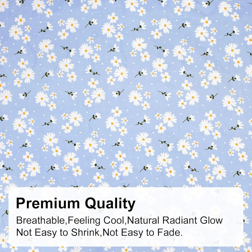 Fresh From Loom Soft Microfiber Floral Print King Size Fitted Bedsheet 240 TC 2 Pillow Covers Casper Blue