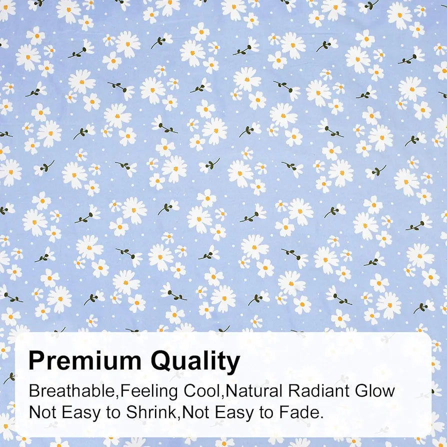 Fresh From Loom Soft Microfiber Floral Print Single Bed Bedsheet 240 TC 1 Pillow Covers Casper-Blue