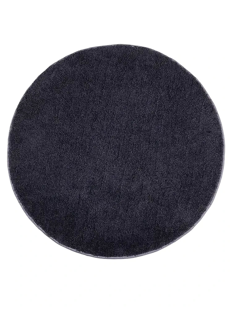 Saral Home Neo Shaggy Yarn Anti-Skid Round Mats Colour Navy Blue