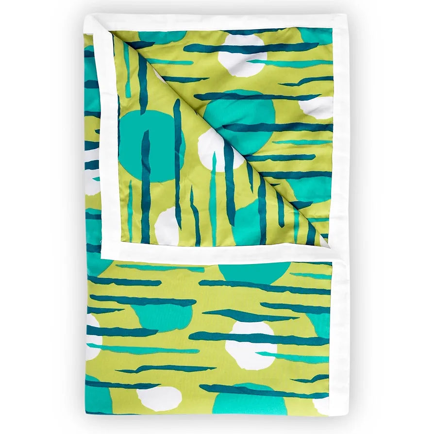 Divine Casa 120 GSM Microfiber Single Dohar Soft & Lightweight Throw Blanket Abstract Geometric Pattern Colour  Olive Green & Teal