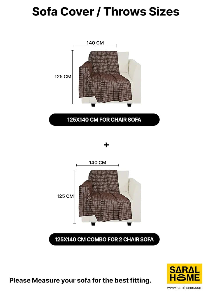 Saral Home Soft Viscose Chenille Geometric Pattern Covers  Beige