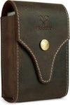 Leather Material Mens Cigarette & Lighter Cover, Dark Brown