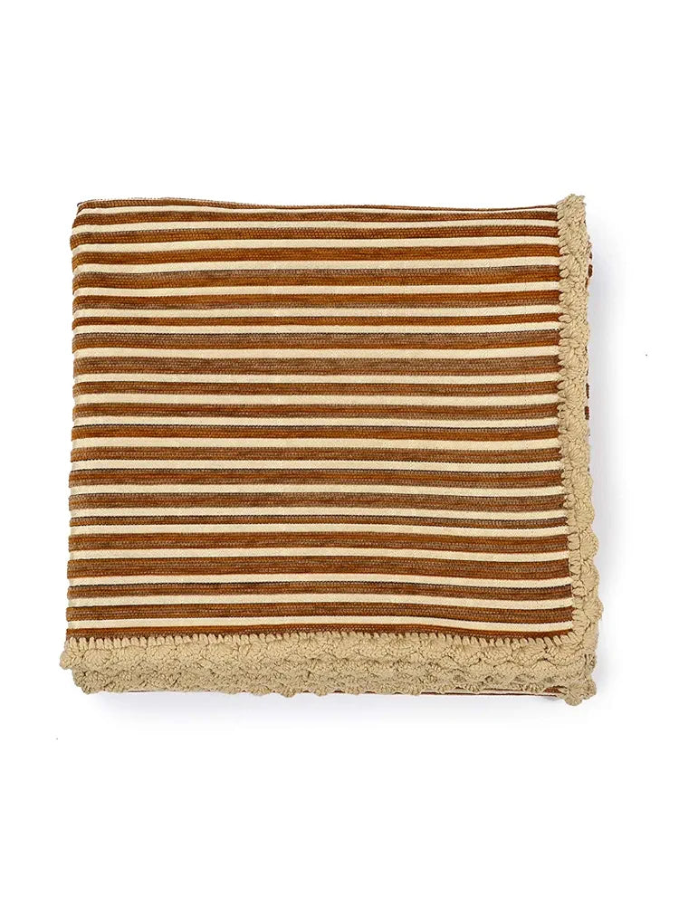 Saral Home Easy Living Polyester, Polyester Blend Striped Soft Decorative Viscose Chenille Sofa Covers/throw Colour Red & Red