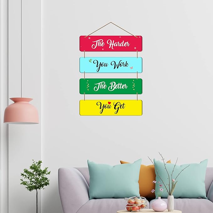 Artvibes the Harder You Work Quote Wooden Wall Hanger for Home Decor