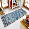 Ishro Home 3d Printed Bedside Runner Carpet Anti Skid For Home Kitchen Colour Geometrical Blue