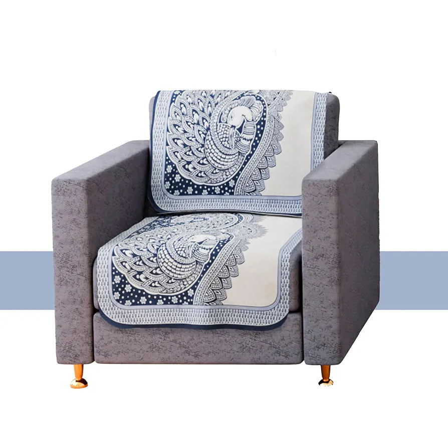 Kuber Industries Sofa Cover Net Sofa Slipcover Set 5 Seater Sofa Cover Mor Digital-837 Blue