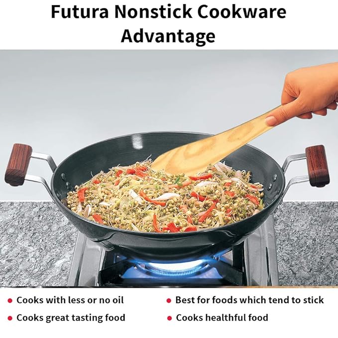 Hawkins Futura 2.5 Litre Deep Fry Pan Non Stick Kadai Flat Bottom Kadhai