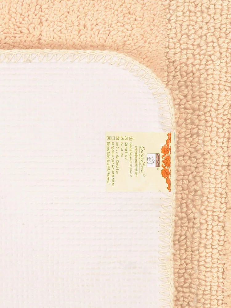 Saral Home Easy Living Cotton Anti Slip Bathmat Set With Contour Beige
