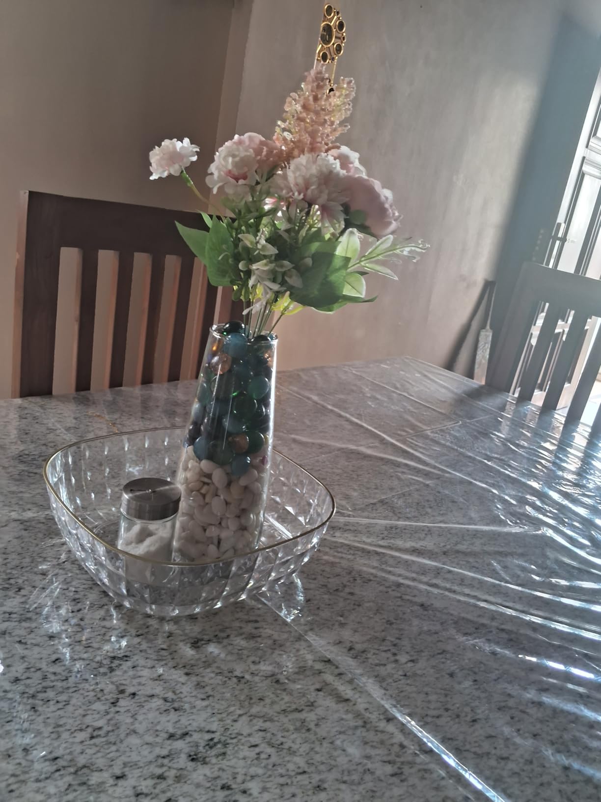 Artificial Multiflora Flower Roses Fake Sticks Bunch Decorative Without Vase Peach Fabric