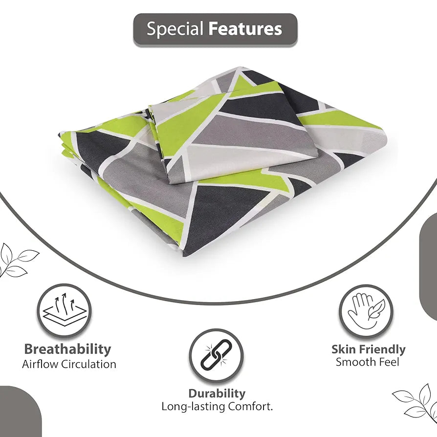 Divine Casa - 144 TC Super Soft 100% Cotton Bedsheet for Double Bed  144 Thread Count Colour Lime Grey