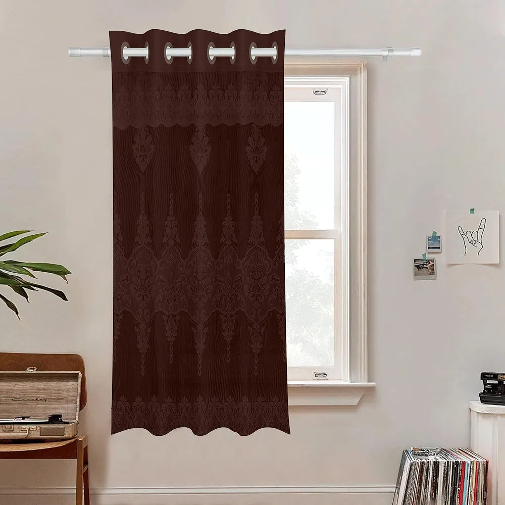 Kuber Industries Darkening Window Curtains with 8 Rings SY15ZZ Brown Colour