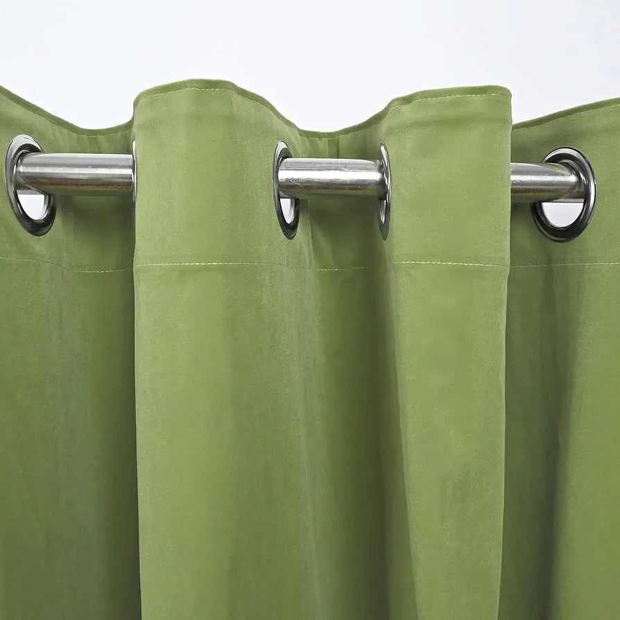 Divine Casa Velvet Blackout Window Curtain 5 Feet Premium Thermal Insulated & Noise Reducing Room Darkening Panel for Bedroom Colour Olive (Pack of 1)