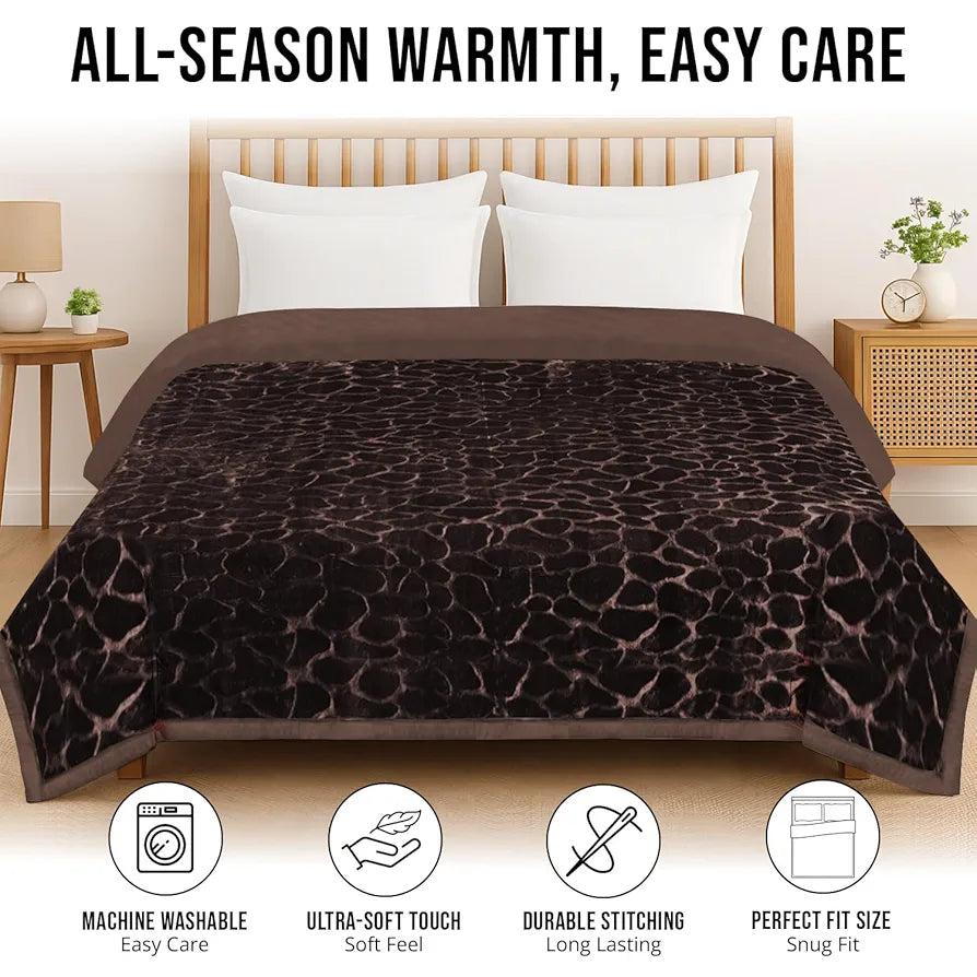 Cloth Fusion Floral Embossed Mink Blanket Single Bed for Winter Soft Kambal for Comfort & Warmth Brown
